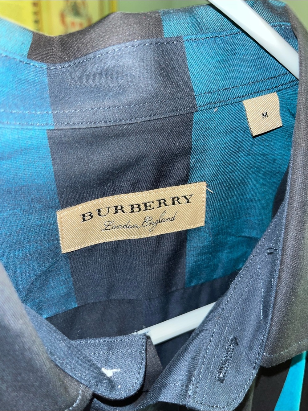 Burberry Teal and Black Check Cotton Shirt Jacket